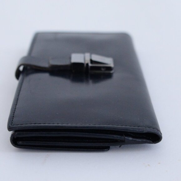 Vintage Gucci Black Leather Long Bifold Flap Silver-Tone Hardware Wallet - Picture 6 of 16
